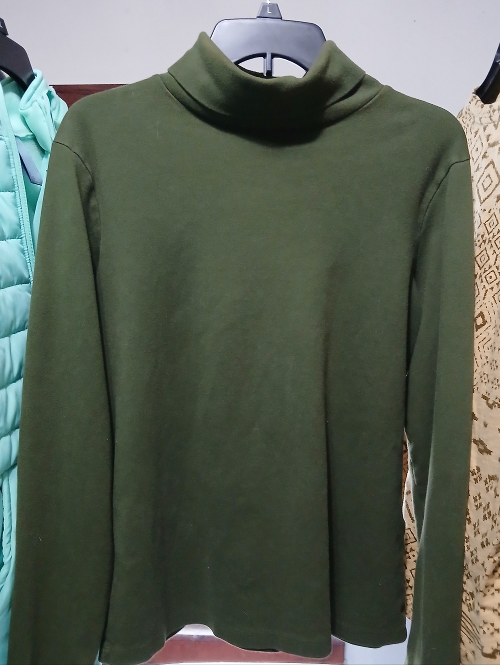 St. John's Bay Olive Green Long Sleeve Turtleneck Top
